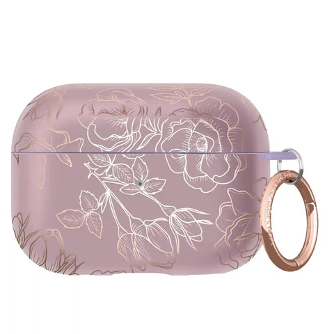 Dusty Rose Chrome Floral AirPods Case