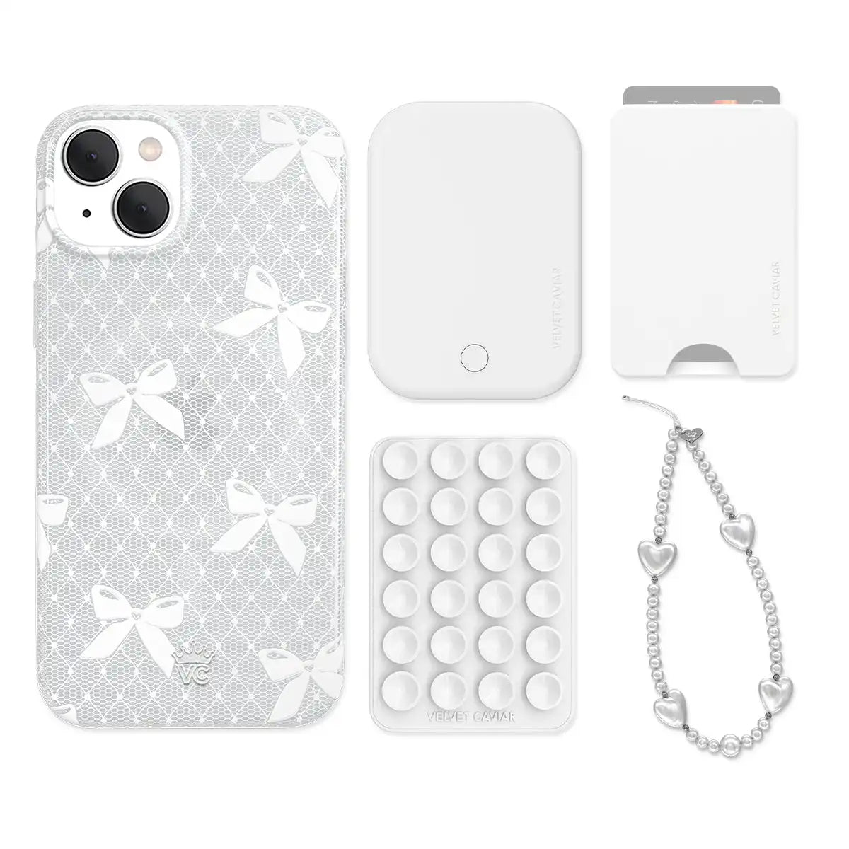 Vintage Lace Bows iPhone Bundle Set - Wallet