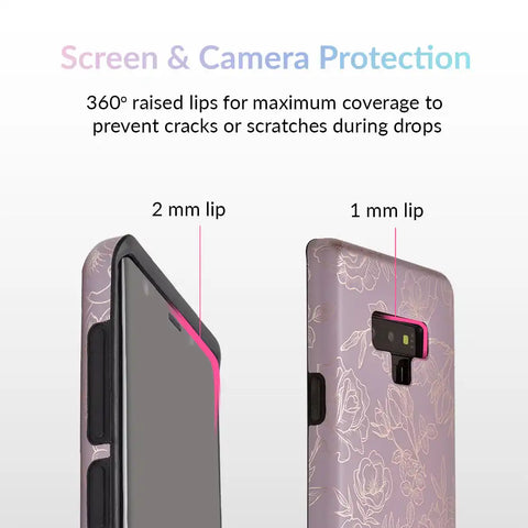 Dusty Rose Chrome Floral Samsung Galaxy Case