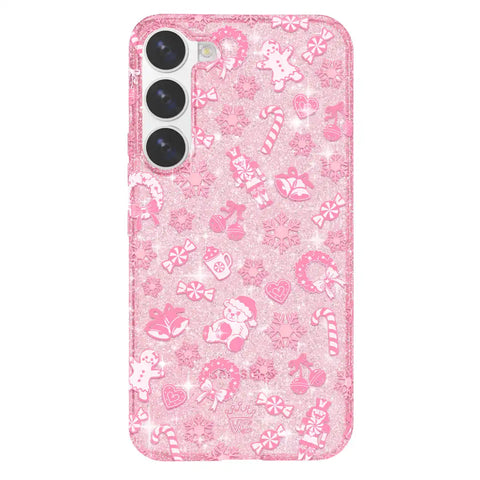 Pink Christmas Glitter Samsung Case